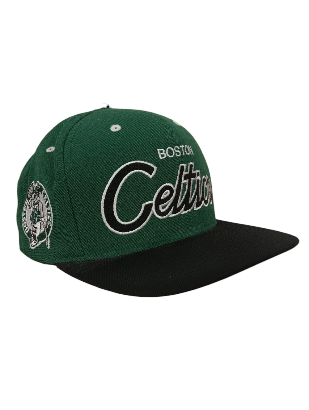 Mitchell & Ness Boston Celtics Green and Black Script Snapback Cap